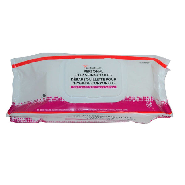 Cardinal Health Personal Cleansing Cloth, Unscented and Non-Flushable Bath Wipes, 96 ct. Softpack, 2AWU-96