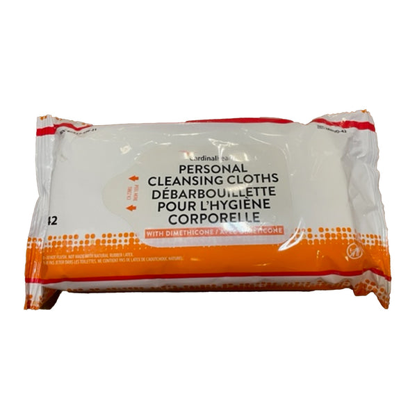 Cardinal Health Personal Cleansing Cloth with Dimethicone, Unscented and Non-Flushable Bath Wipes, 42 ct. Softpack, 2AWUD-42