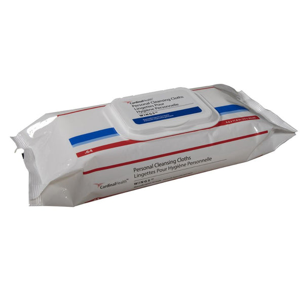 Cardinal Health Wings Personal Cleansing Cloth, No-rinse Aloe Wipes, 64 ct. Softpack, 5299S