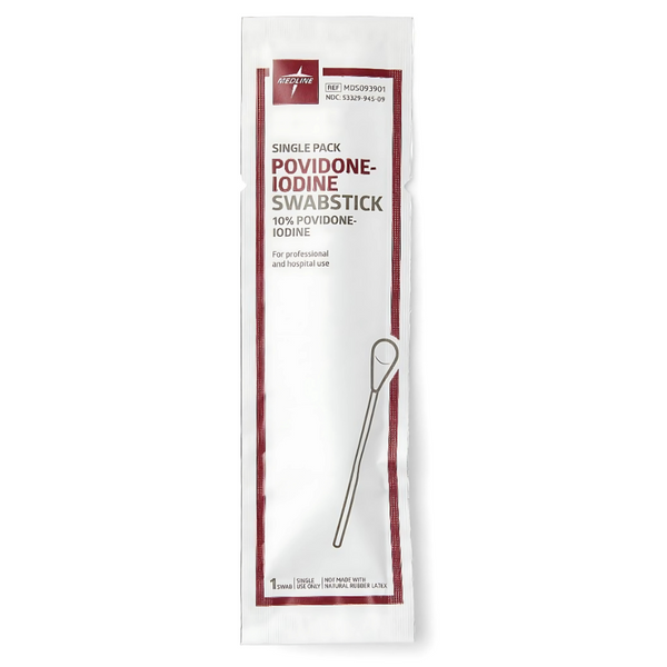 Medline 10% USP Povidone-Iodine 4 in. Swabsticks, Skin Antiseptic/Germicide, First Aid Antimicrobial