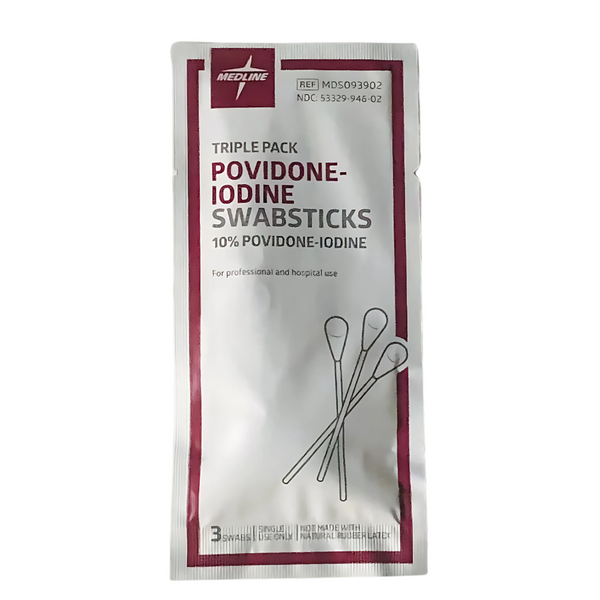 Medline 10% USP Povidone-Iodine 4 in. Swabsticks, Skin Antiseptic/Germicide, First Aid Antimicrobial