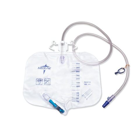 Medline 4000 mL Urinary Drainage Bag with Anti-Reflux Tower with Metal Clamp, DYND15405