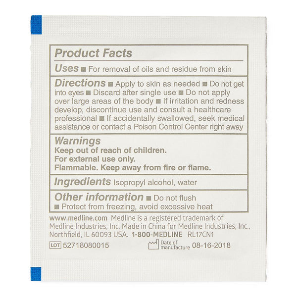 Medline Alcohol Prep Pads, 70% Isopropyl Alcohol, 2-Ply, Large, Sterile, Box of 100, MDS090670
