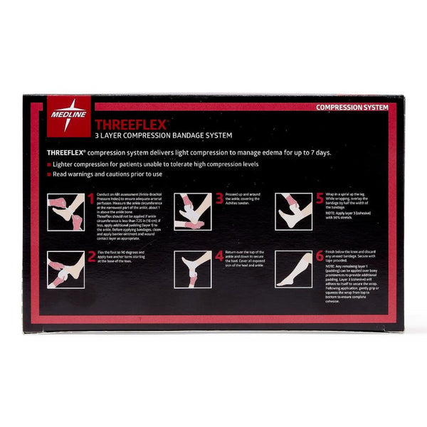 Medline ThreeFlex 3-Layer Compression Bandage System, Latex Free, MSC4300