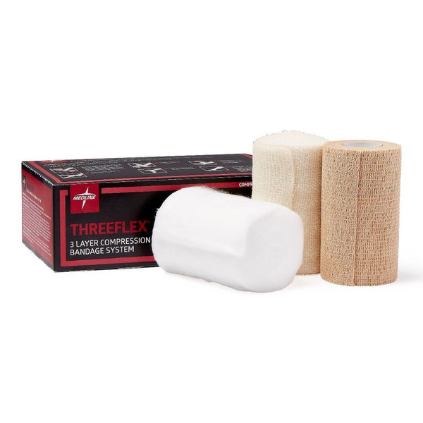 Medline ThreeFlex 3-Layer Compression Bandage System, Latex Free, MSC4300