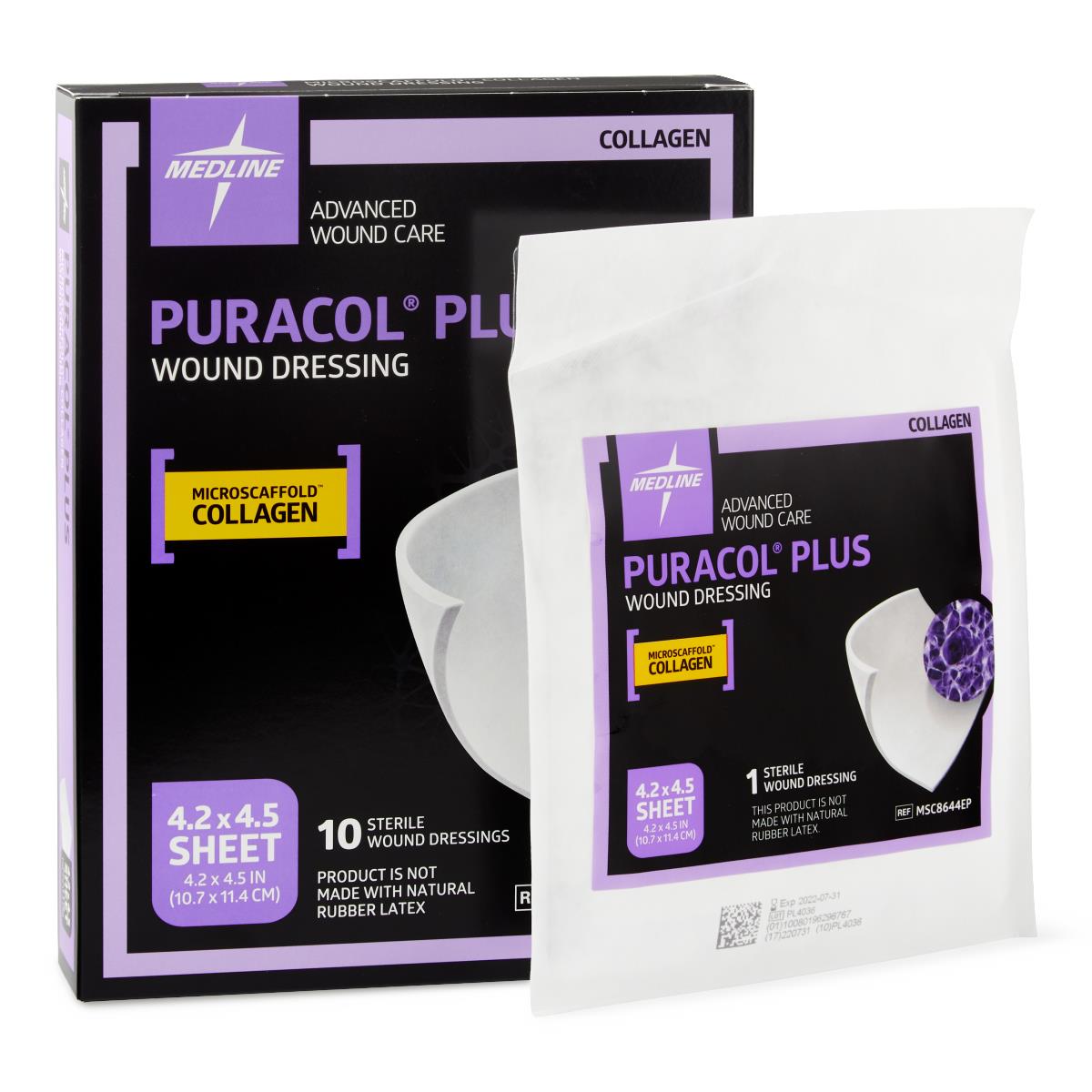Medline Puracol Plus Collagen Wound Dressing, 4.25 W x 4.5 In. L Sheet