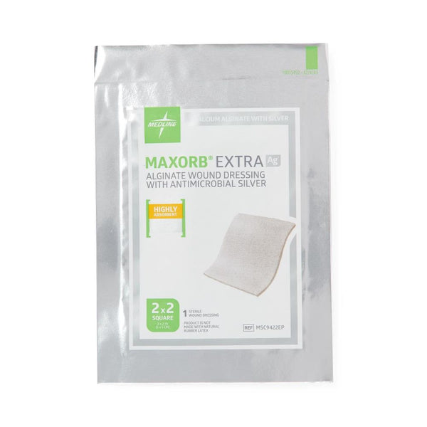 Medline Maxorb Extra AG+ CMC Alginate Dressing, 2 x 2 In. Sterile, in Educational Packaging, MSC9422EPH