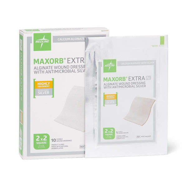 Medline Maxorb Extra AG+ CMC Alginate Dressing, 2 x 2 In. Sterile, in Educational Packaging, MSC9422EPH