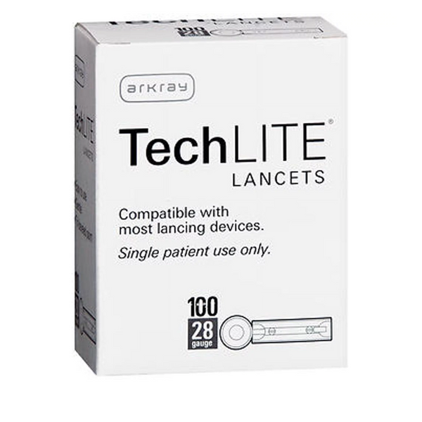 Arkray USA TechLite Lancets, 28G (0.36 mm), 28 Gauge, Universal (Compatible with Most Lancing Devices)