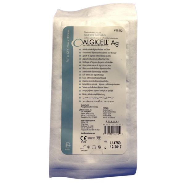 Derma Sciences Algicell Silver Alginate Wound Dressing, 3/4 x 12 In. Rope