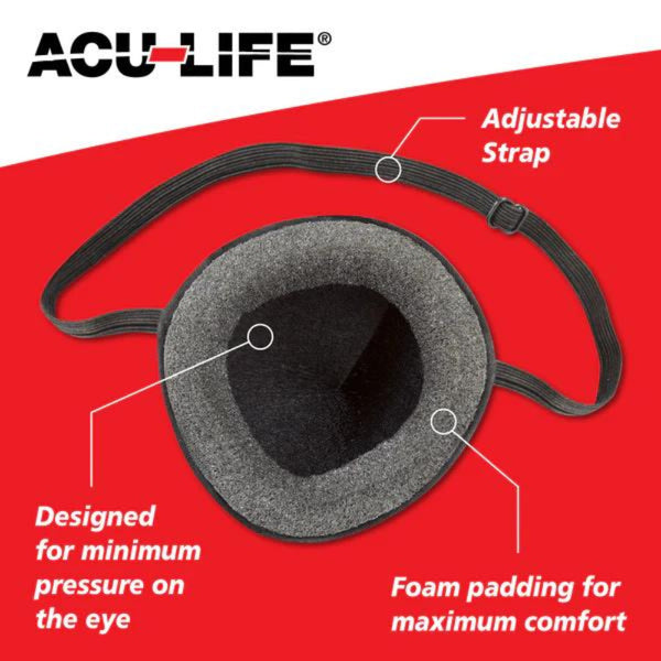 Health Enterprises Acu Life Vinyl Medical Eye Patch Universal, Concave Shape for Protection and Comfort, Black, 400013A