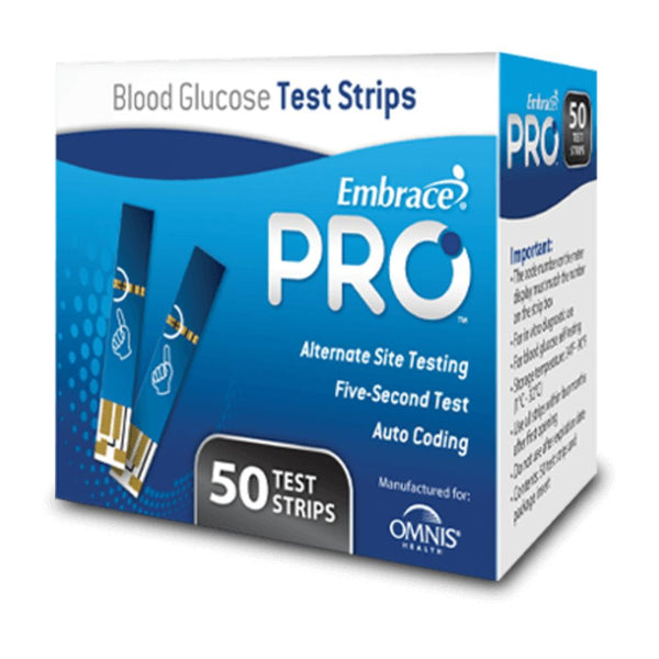 Omnis Health Embrace Pro Blood Glucose Test Strips / Meter / Monitoring Kit