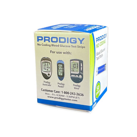 Prodigy No Coding Blood Glucose Test Strips, Box of 50