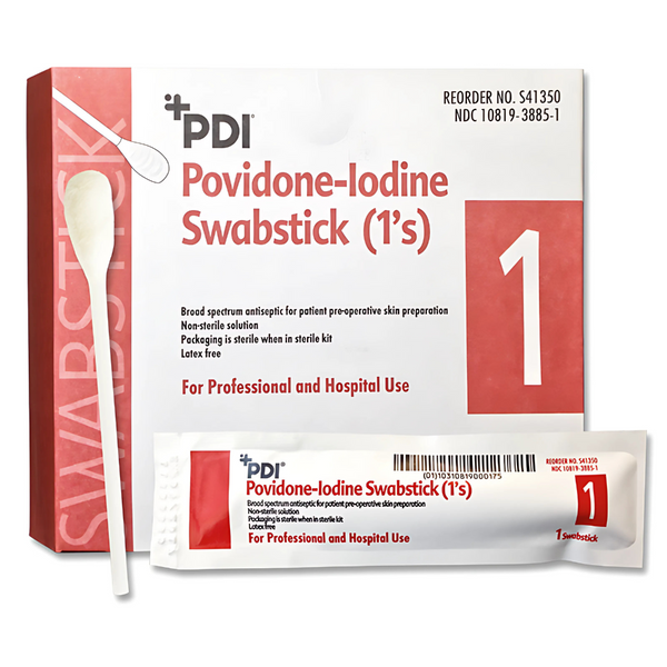 PDI 10% USP Povidone-Iodine (PVP-I) 4 in. Swabsticks, Skin Antiseptic/Germicide, First Aid Antimicrobial