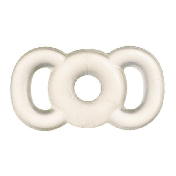 A clear, circular tension ring with a thick center design, intended for use in managing erectile dysfunction. Size 7
