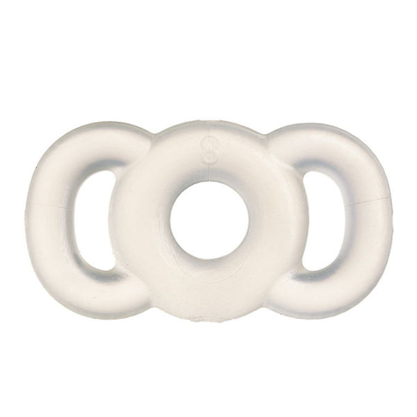 A clear, circular tension ring with a thick center design, intended for use in managing erectile dysfunction. Size 8