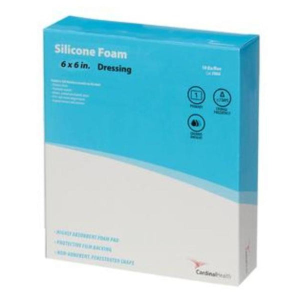 Cardinal Health Kendall Silicone Non-Bordered Foam Wound Dressing, 6" x 6"