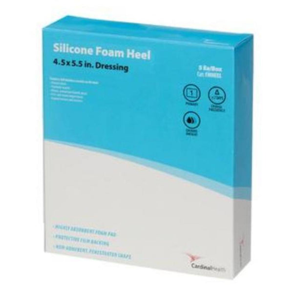 Cardinal Health Kendall Silicone Non-Bordered Foam Heel Wound Dressing, 4.5" x 5.5"