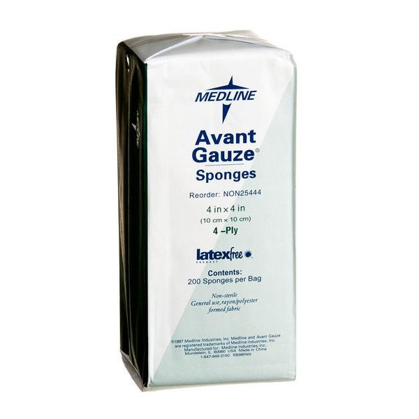 Medline Standard Rayon Polyester Blend Non-Woven Non-Sterile Gauze Sponges, Extra-Absorbent, Low Linting, 4" x 4", 4 Ply