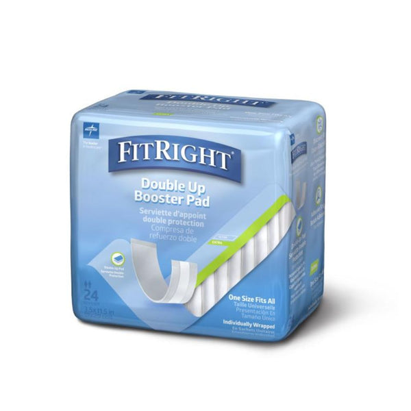 Medline FitRight Double Up Thin Diaper Liner, Incontinence Booster Pads, Adhesive Strip, MSC326015
