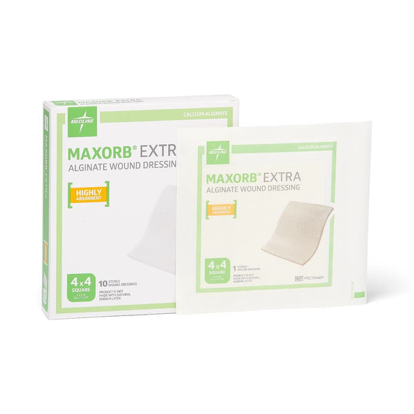 Medline Maxorb Extra Calcium Alginate Dressing, 4 x 4 In., Highly Absorbent, Sterile, MSC7044EP