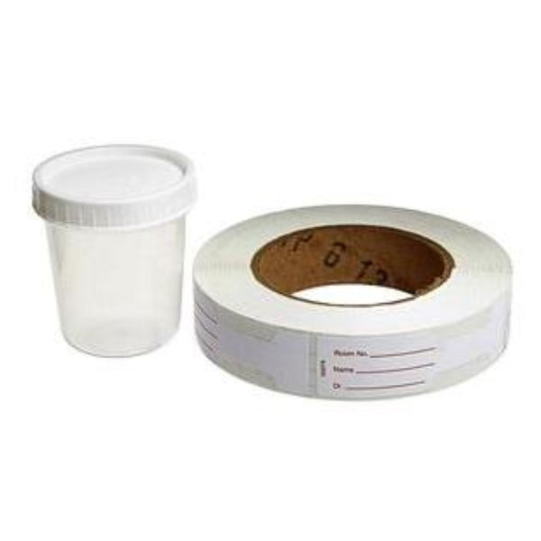 Covidien/Kendall General Purpose Specimen Collection Container, 4 oz. Cup Capacity, Non-Sterile, Pre-Capped with White Cap, Positive Seal Indicator, Bulk