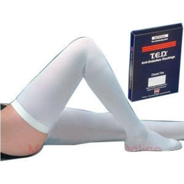 Cardinal Health T.E.D Thigh-Length Anti-Embolism Compression Stockings for Continuing Care, White