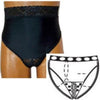 OPTIONS Ladies' Backless with Split-Lace Crotch and Built-In Barrier/Support, Black, Right-Side Stoma, Large 8-9, Hips 41" - 45"