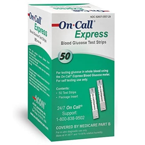 Acon Laboratories On Call Express Blood Glucose Test Strips, Box of 50