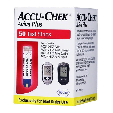 Accu-Chek Aviva Plus Blood Glucose Test Strips, Box of 50
