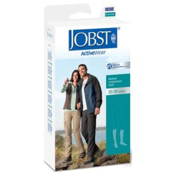 BSN Jobst Unisex ActiveWear Knee-High Firm Compression Socks, Closed Toe, XL, Cool White