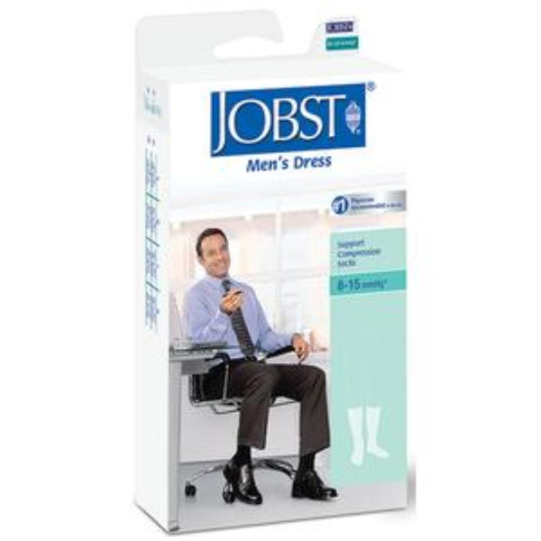 BSN Jobst Men's Dress SupportWear Knee-High Mild Compression Socks, Closed Toe, Medium, Black