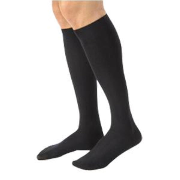 BSN Jobst Men's CasualWear Knee-High Firm Compression Socks, Closed Toe, Large Tall, Black
