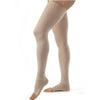 BSN Jobst Women's Opaque Thigh-High Extra Firm Compression Stockings with Silicone Dot Band, Open Toe, Medium, Silky Beige