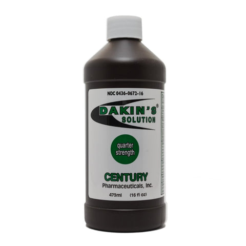 Century Pharmaceuticals Dakin's Solution 0.125% Quarter Strength Antimicrobial Wound Cleanser, 16 Oz. 473ml Bottle