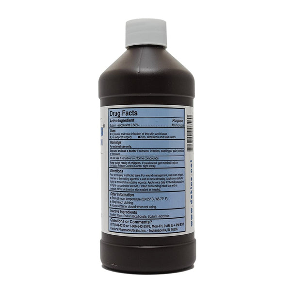 Century Pharmaceuticals Dakin's Solution 0.5% Full Strength Antimicrobial Wound Cleanser, 16 oz. 473ml Bottle