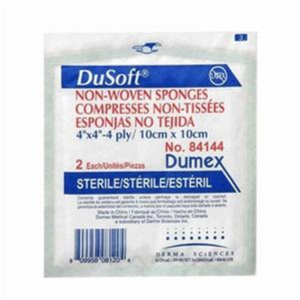 Derma Sciences DuSoft Rayon Polyester Blend Non-Woven Non-Sterile Gauze Sponges, 4-Ply, 4" x 4"