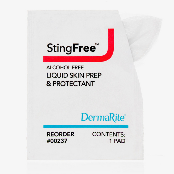 DermaRite Stingfree Liquid Skin Prep & Protectant Wipes, Alcohol-Free, Individually Wrapped, 00237