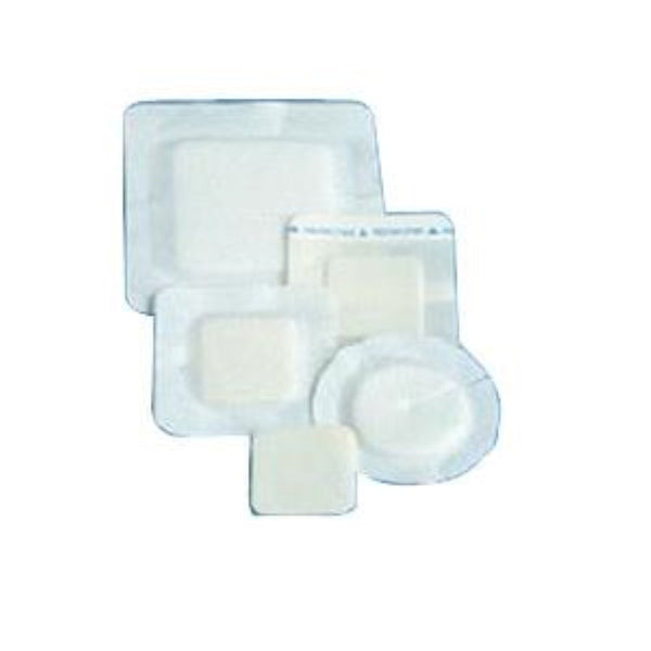 DeRoyal Polyderm Plus Hydrophilic Foam Wound Dressing 6" x 6" Border Square, 3-3/4" x 3-3/4" Foam, Breathable Barrier Film, Sterile, Latex-free, Nonadhesive