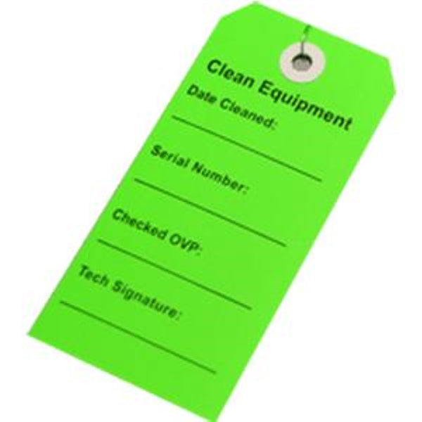 Elkay Plastics Clean Equipment Tag, 2-5/16" x 4-3/4", Green, Recyclable