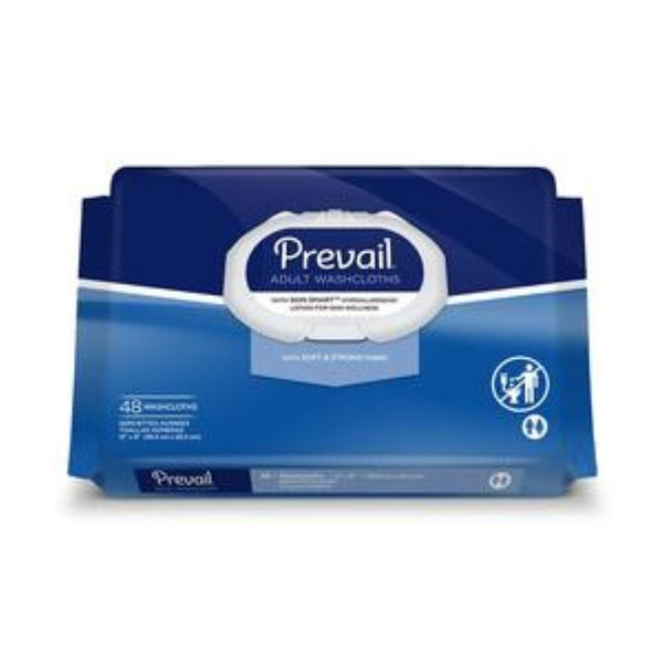 Prevail Disposable Adult Washcloth with Press-n-Pull Lid, 12" x 8", Super Soft Fabric, Alcohol-Free, Soft Pack