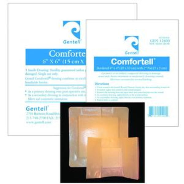 Gentell Comfortell Composite Dressing 4 x 4 In. Adhesive, Water Resistant