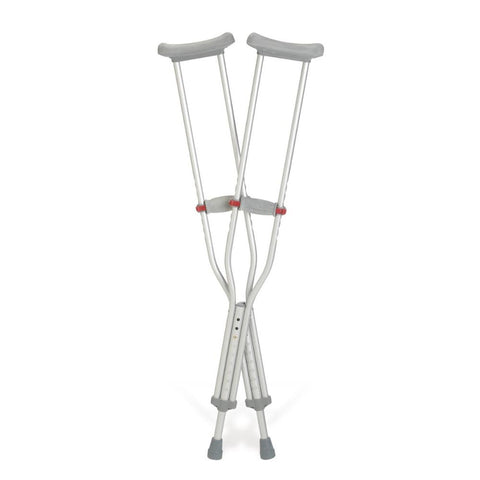 Medline Guardian Red Dot Standard Tall Adult Push-button Axillary Crutches, Double Extruded Center Tube, 5ft 1" to 5ft 9" Adjustable User Height, G90-214