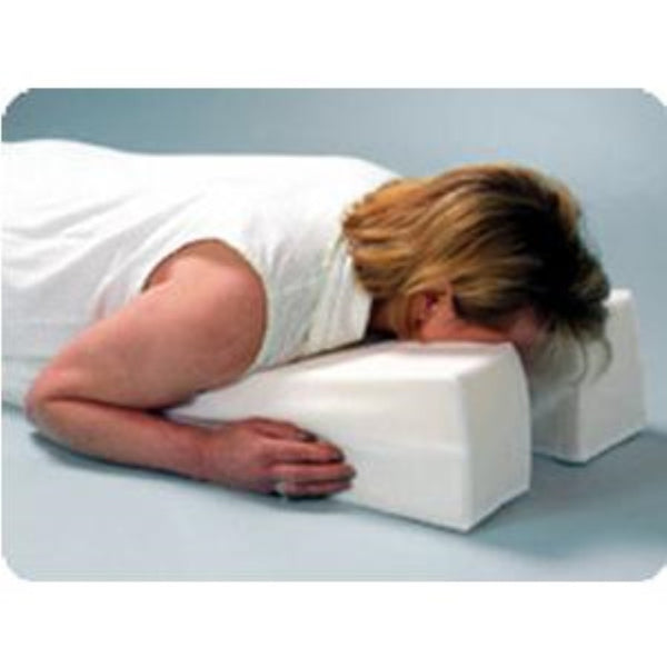 Hermell Products Inc Face Down Pillow, White, Machine Washable 29" x 14" x 6", Slopes Down To 1-1/2"