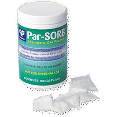 Parthenon Par-Sorb Absorbent Gel Packets for Ostomy Pouches, Solidifies Liquid Waste Into Gel, Jar of 100, PARSORB
