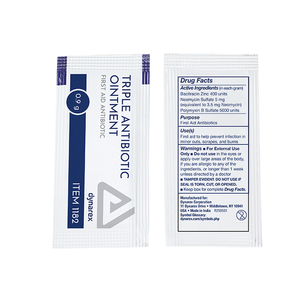 Dynarex Triple Antibiotic Ointment, 1182, 0.9 g (0.032 oz) Packet
