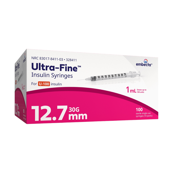 embecta Ultra-Fine Needle U100 Insulin Syringes, BD Becton Dickinson