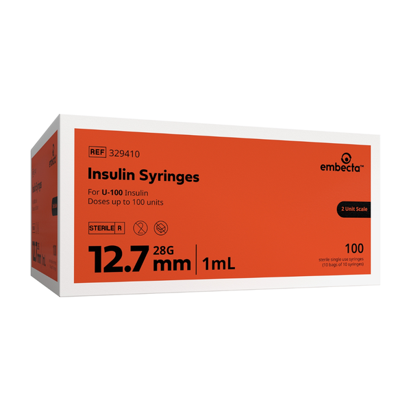 embecta Micro-Fine IV Needle U100 Insulin Syringes, BD Becton Dickinson