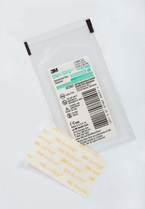 3M Steri-Strip Reinforced Adhesive Skin Closures, R1542, 1/4 in x 1-1/2 in (6 mm x 38 mm)