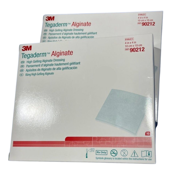 3M Tegaderm High Gelling Alginate Dressing, 90212, 4 in x 4 in (101.6 mm x 101.6 mm), Box of 10 dressings